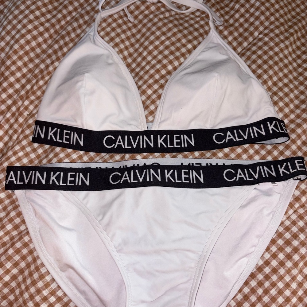 Calvin Klein White Bikini with Black Logo Band